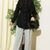 Shirt with Belted Sleeve Cape Black all'ingrosso shirt view 2 - Hicabistan fabbrica Turchia