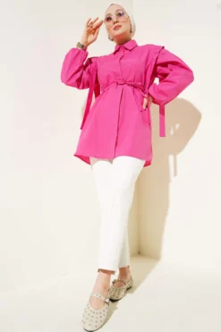 Alternative view of Shirt with Shoulder Cape and Belt Fuchsia