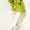 Shirt with Shoulder Cape and Belt Green wholesale shirt view 2 - Hicabistan Turkey factory