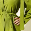 Shirt with Shoulder Cape and Belt Green wholesale shirt view 4 - Hicabistan Turkey factory