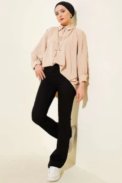 Alternative view of Spanish Buttoned Cuff Denim Pants Black
