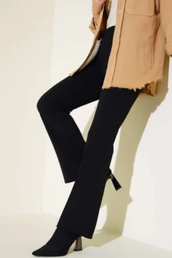 Alternative view of Flared Waistband Double Pants Black