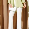 Spanish Flared Waistband Trousers White