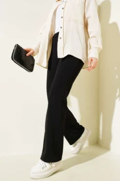 Spanish Flared Waistband Trousers Black