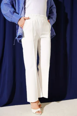 Spanish Flare Split Hem Trousers Ecru