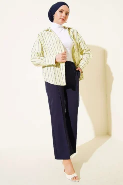 منظر بديل لـ Spanish Flare Split Hem Trousers Navy Blue