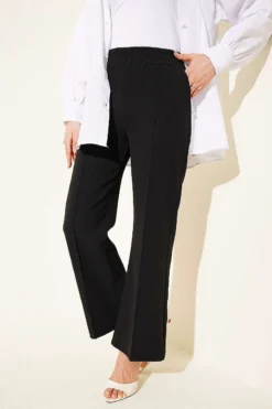 Spanish Flare Split Hem Trousers Black
