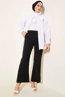 منظر بديل لـ Spanish Flare Split Hem Trousers Black