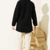 Button-Up Boucle Shirt with Double Pockets Black wholesale shirt view 3 - Hicabistan Turkey factory