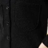 Button-Up Boucle Shirt with Double Pockets Black wholesale shirt view 4 - Hicabistan Turkey factory