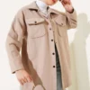 Double Pocket Wool Shirt Beige en gros shirt - Hicabistan usine Turquie