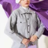 Double Pocket Wool Shirt Grey wholesale shirt - Hicabistan Turkey factory