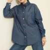 Double Pocket Metal Button Shirt Navy Blue al por mayor shirt - Hicabistan fábrica Turquía