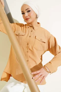 Double Pocket Wooden Button Shirt