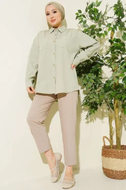 Alternative view of Double Pocket Terikoton Shirt Mint