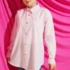 Double Pocket Terikoton Shirt Pink