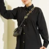 Double Pocket Terikoton Shirt Black