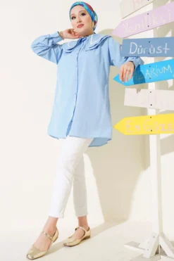 Alternative view of Double Sailor Collar Zigzag Shirt Blue