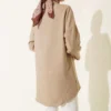 Double-Breasted Pocket Hidden Button Shirt Beige en gros shirt view 3 - Hicabistan usine Turquie