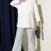 Double-Breasted Pocket Hidden Button Shirt White en gros shirt view 2 - Hicabistan usine Turquie