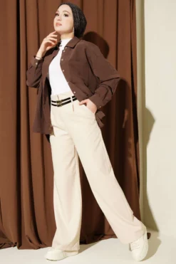 Alternative view of Double Thin Belt Wide Leg Trousers Beige