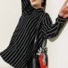 Striped Oversized Hella Shirt Black
