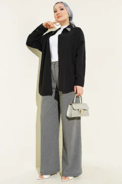 Alternative view of Double Pleated Buttoned Fabric Trousers