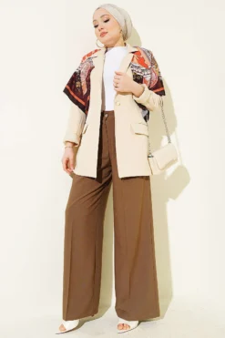 Alternative view of Double Pleated Buttoned Fabric Trousers Mink