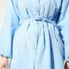 Double Collar Tie Waist Shirt Baby Blue wholesale shirt view 4 - Hicabistan Turkey factory