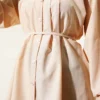 Double Collar Tie Waist Shirt Beige groothandel shirt view 4 - Hicabistan Turkije fabriek