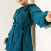 Double Collar Tie Waist Shirt Petrol