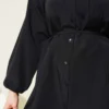 Double Collar Tie Waist Shirt Black wholesale shirt view 4 - Hicabistan Turkey factory