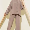 Button Detail Tencel Two-Piece Set Mink