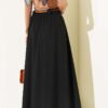 Thin Belted Pleated Skirt Black بالجملة skirt view 3 - Hicabistan مصنع تركيا