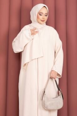 Alternative Ansicht von Stone Detail Self-Scarfed Abaya Stone