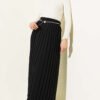 Pearl Belted Pleated Skirt Black all'ingrosso skirt view 2 - Hicabistan fabbrica Turchia