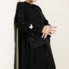 Pearl Embellished Butterfly Cape Dress Black
