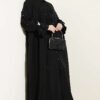 Pearl Embellished Butterfly Cape Dress Black groothandel dress view 2 - Hicabistan Turkije fabriek