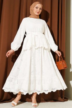 Lace Trim Skirt Two-Piece Set White