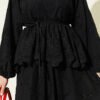 Lace Trim Skirt Two-Piece Set Black wholesale clothing set view 4 - Hicabistan Turkey factory