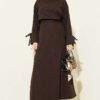 Basic Two-Piece Set with Ties and Skirt Brown