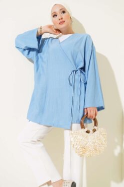 Tie-Waist Kimono Blue