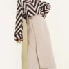 Tie-Belt Flared Scuba Skirt Beige al por mayor skirt view 2 - Hicabistan fábrica Turquía