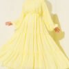 Tiered Chiffon Dress with Belt Yellow
