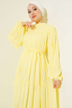 Alternative Ansicht von Tiered Chiffon Dress with Belt Yellow