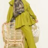 Belted Ruffled Shoulder Two-Piece Set