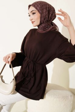 Spanish Sleeve Lace-Up Tunic Brown
