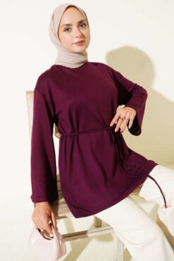 Spanish Sleeve Lace-Up Tunic Plum