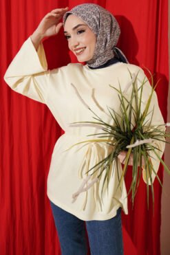 Spanish Sleeve Lace-Up Tunic Yellow