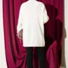 Striped Diamond Pattern Knit Tunic Ecru en gros tunic view 3 - Hicabistan usine Turquie